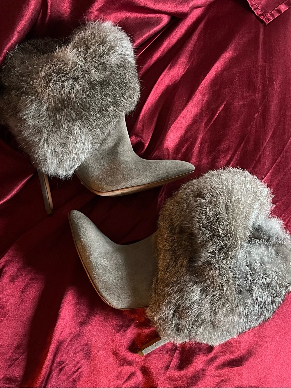Suede and Fur heeled booties